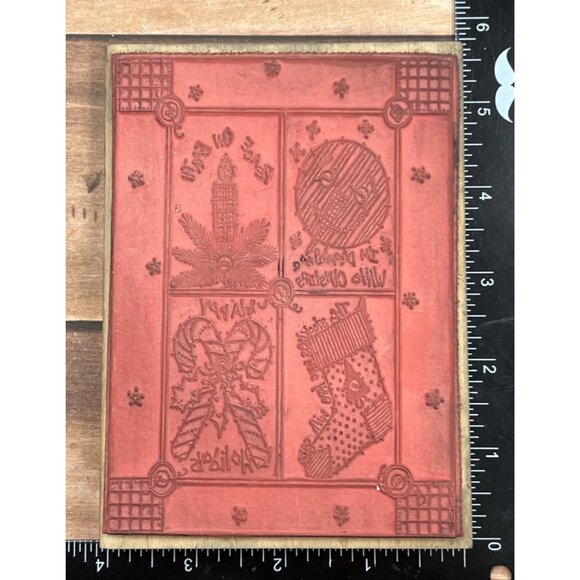 STAMPS HAPPEN 90366 CHRISTMAS PATCHWORK WOOD MOUNTED RUBBER STAMP BY L SPIVEY - Picture 3 of 7